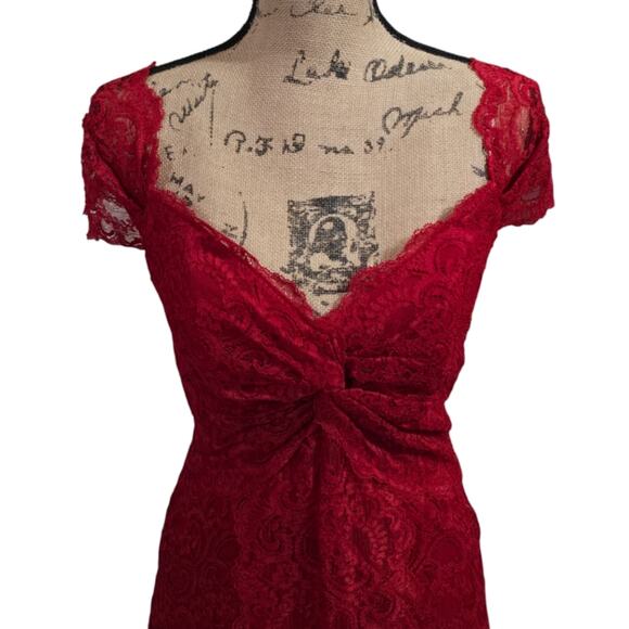 Nicole Miller Elegant Sweetheart Red Lace Party Cocktail Dress Size Medium - Picture 2 of 8